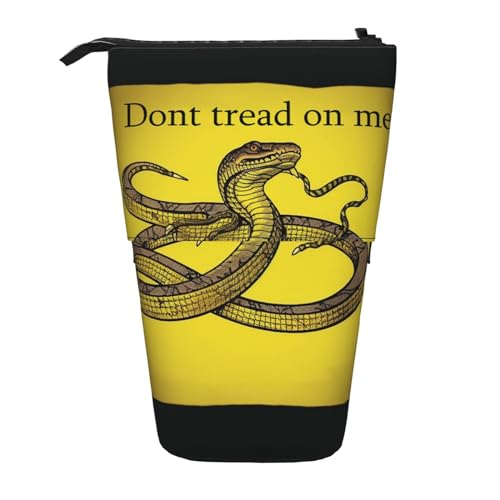 WSOIHFEC Federmäppchen mit Aufschrift "Dont tread on me", Aufklappbares Federmäppchen, Teleskop-Bleistifthalter, Organizer, kleine Make-up-Tasche mit Reißverschluss, Schwarz , Einheitsgröße, Modern von WSOIHFEC