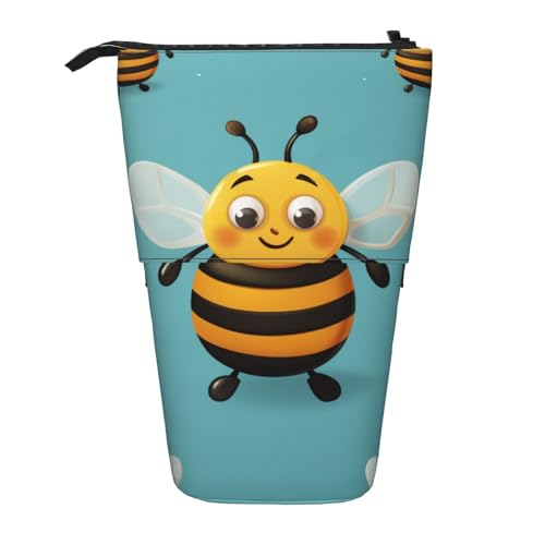 WSOIHFEC Federmäppchen mit Cartoon-Bienenmuster, Pop-Up-Federmäppchen, Stand-up-Federtasche, Teleskop-Bleistifthalter, Organizer, kleine Make-up-Tasche mit Reißverschluss, Schwarz , Einheitsgröße, von WSOIHFEC