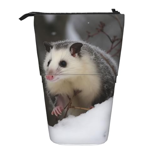 WSOIHFEC Opossum Federmäppchen, Pop-Up-Federmäppchen, Teleskop-Bleistifthalter, Organizer, kleine Make-up-Tasche mit Reißverschluss, Schwarz , Einheitsgröße, Modern von WSOIHFEC