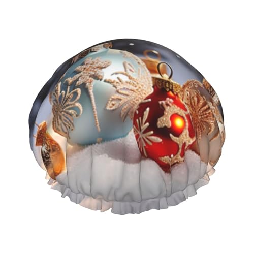 Weihnachtliche Ornamente auf dem Schnee, bedruckte Duschhaube für Frauen, wasserdichte Badekappen, wiederverwendbar, doppellagig, Duschhut, Badeduschhauben für Männer und Damen, Spa-Salon Weihnachtliche Ornamente auf dem Schnee, bedruckte Duschhaube für Frauen, wasserdichte Badekappen, wiederverwendbar, doppellagig, Duschhut, Badeduschhauben für Männer und Damen, Spa-Salon von WSOIHFEC