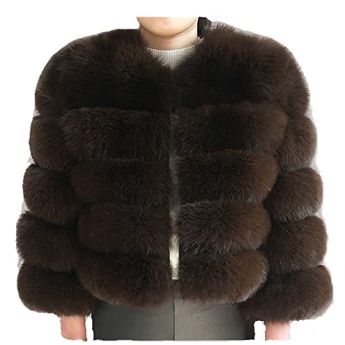 WSPDSD Naturpelz Fuchs Pelzmantel Damen Winterjacke Pelzmantel Pelz Naturjacke hochwertige Naturfuchs Pelzjacke Echtfuchs Pelzmantel - Chocolate,4XL108 Büste,CN von WSPDSD