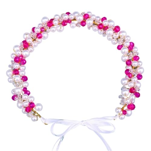 2 Stück Braut Kopfschmuck Kristall Haarband for Frauen Braut Hochzeit Haarschmuck for Hochzeit für Frauen Mädchen(Rose Red) von WSQHAO