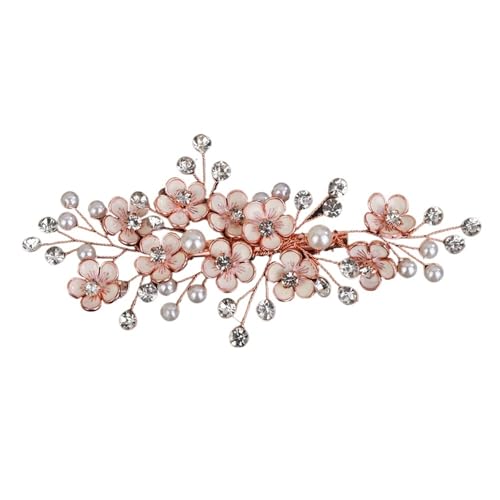 2 Stück Hochzeit Kopfschmuck Blume Braut Haarspangen Perlen Haarschmuck for Frauen Party Tiaras Schmuck für Frauen Mädchen(Rose gold) von WSQHAO