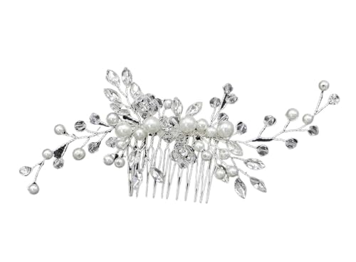2 stücke Hochzeit Kopfschmuck Perle Perlen Seite Kamm Braut for Haar Frauen Zubehör für Frauen Mädchen(Silver color) von WSQHAO