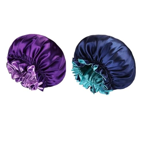 2-teiliges Set Satin Bonnet Silk Night Sleeping Cap Lange Satin Bonnet mit Kopfband Bonnet Edge Wrap for Frauenhaar für Lange lockige Haare(Color 5) von WSQHAO