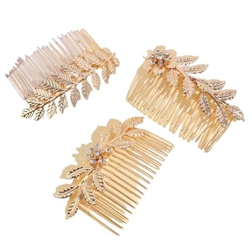 3 teile/satz Hochzeit Haar Zubehör Blatt Haar Clips for Frauen Kristall Braut Kopfschmuck Haarnadel for Hochzeit für Frauen Mädchen(Mixed colors) von WSQHAO