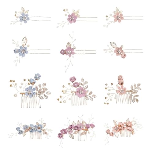 Braut-Haarschmuck for Frauen, Blumen-Perlen-Kopfschmuck, Hochzeits-Haarschmuck for Verlobungsfeiern für Frauen Mädchen(Mixed-3sets) von WSQHAO
