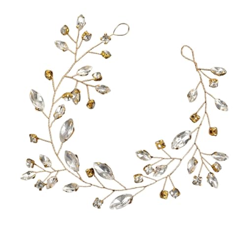 Braut Kopfschmuck Blumen Hochzeit Kopfschmuck Legierung Strass Haarspange for Party Hochzeit Jubiläen für Frauen Mädchen(Gold) von WSQHAO