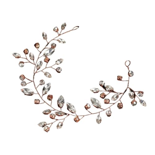 Braut Kopfschmuck Blumen Hochzeit Kopfschmuck Legierung Strass Haarspange for Party Hochzeit Jubiläen für Frauen Mädchen(Rose Gold) von WSQHAO