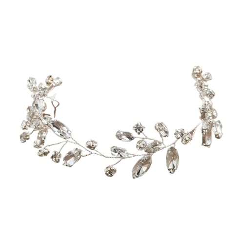 Braut Kopfschmuck Blumen Hochzeit Kopfschmuck Legierung Strass Haarspange for Party Hochzeit Jubiläen für Frauen Mädchen(Sliver) von WSQHAO