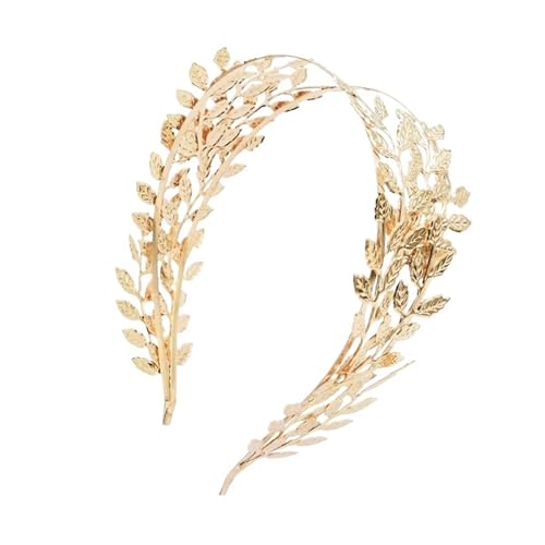 Braut Kopfschmuck Glänzend Hochzeit Haarkamm Blatt Zweig Stirnband Krone for Schmuck für Frauen Mädchen(Gold style D) von WSQHAO