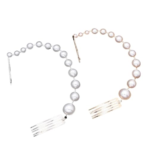 Perle Hochzeit Haarschmuck Charm Braut Kristall Haarkämme Frauen Party Haarnadeln Hochzeit Haarschmuck für Frauen Mädchen(Mixed colors-2pcs) von WSQHAO