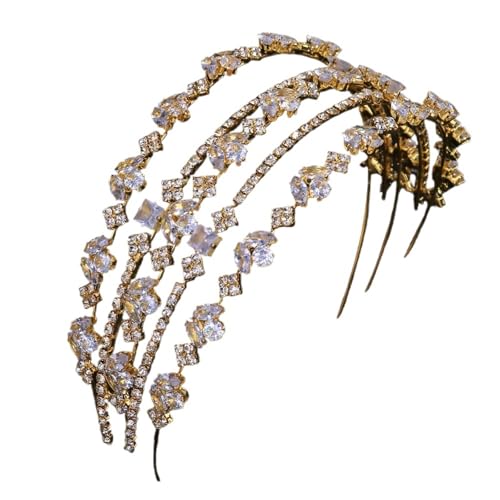 Vintage funkelnde Haarschmuck Strass Kristall Braut Haarbänder for Hochzeit Haarschmuck für Frauen Mädchen(Golden) von WSQHAO