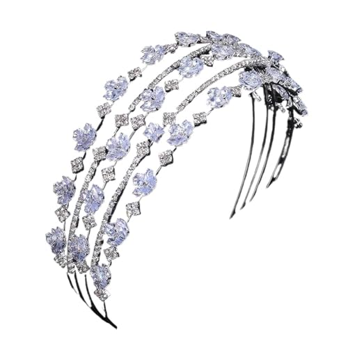 Vintage funkelnde Haarschmuck Strass Kristall Braut Haarbänder for Hochzeit Haarschmuck für Frauen Mädchen(Silver) von WSQHAO