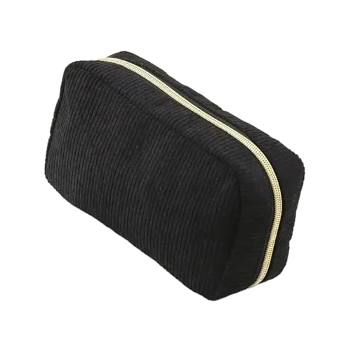 WSQHAO 2 Stück Cord-Federmäppchen, großes Fassungsvermögen, Schreibwaren, einfarbig, Schulbedarf, Federmäppchen FüR Teenager(Black) von WSQHAO