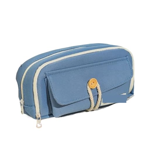 WSQHAO 2 Stück Federmäppchen, einfarbig, aus Segeltuch, for Schüler, Lehrer, Schreibwaren, Tasche, Federmäppchen FüR Teenager(Blue) von WSQHAO