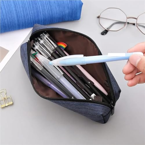 WSQHAO 2 Stück kleine Bleistiftbeutel mit Reißverschluss, Leinwand, Federmäppchen, Organizer for Schüler, Teenager, Erwachsene FüR Teenager(Dark Blue) von WSQHAO