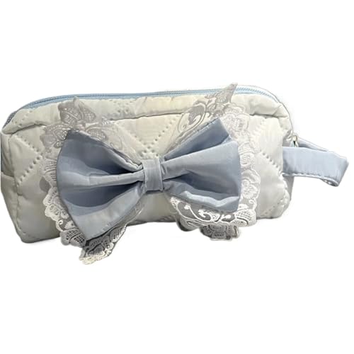 WSQHAO 2 stücke Bleistift Fall Bogen Stift Tasche Herz Schreibwaren Tragbare Lagerung Taschen Zipper Tasche Große Kapazität Schule Supp FüR Teenager(Blue) von WSQHAO