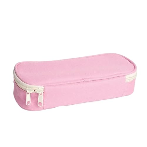 WSQHAO 2 stücke Bleistift Fall Student Bleistift Fall Kreative Einfarbig Bleistift Tasche Hohe Kapazität Leinwand Schreibwaren Lagerung Tasche FüR Teenager(Pink) von WSQHAO