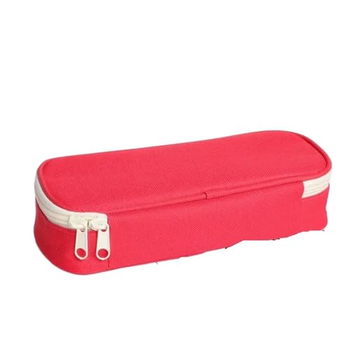 WSQHAO 2 stücke Bleistift Fall Student Bleistift Fall Kreative Einfarbig Bleistift Tasche Hohe Kapazität Leinwand Schreibwaren Lagerung Tasche FüR Teenager(Red) von WSQHAO