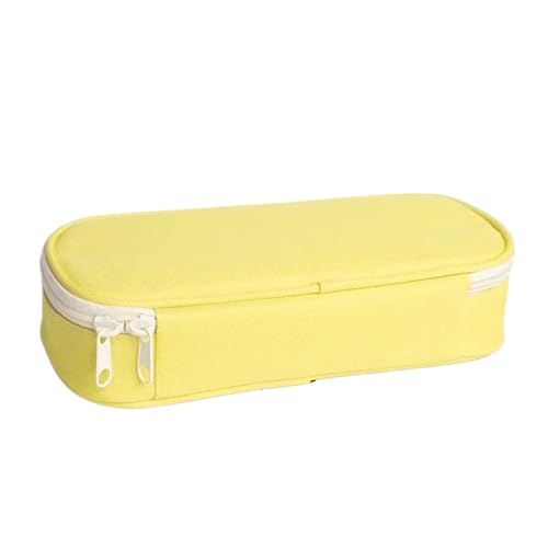 WSQHAO 2 stücke Bleistift Fall Student Bleistift Fall Kreative Einfarbig Bleistift Tasche Hohe Kapazität Leinwand Schreibwaren Lagerung Tasche FüR Teenager(Yellow) von WSQHAO