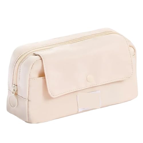 WSQHAO 2 stücke Einfachheit Bleistift Fall for Studenten Einfarbig Stift Tasche Große Kapazität Schreibwaren Lagerung Tasche Schule Liefert FüR Teenager(Beige) von WSQHAO