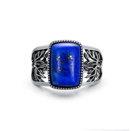 Echter Lapislazuli Lebensbaum Unisex Ring Sterling Silber Natürlicher Blauer Lapislazuli Ring für Frauen Männer Boho Vintage Western Schmuck Geschenk für Geburtstag Weihnachten Größe 7 von WSX