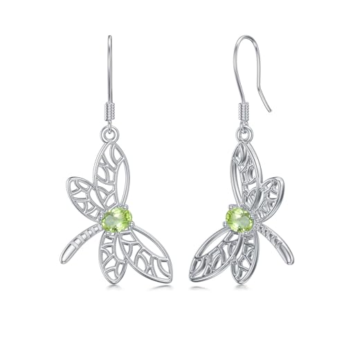 Libellen Peridot Anhänger Ohrringe Sterlingsilber Echter Peridot August Geburtsstein Schmuck Geburtstagsgeschenk für Damen Mutter Freundin von WSX