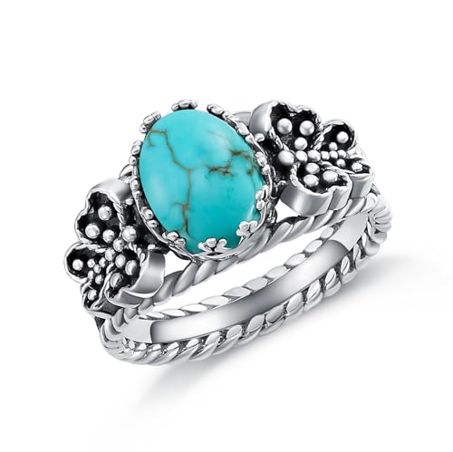 Natürliche Türkis Schmetterling Ringe, Sterling Silber Boho Natur Native American Western Schmuck Edelstein Ring Geburtstagsgeschenk Größe 9 von WSX
