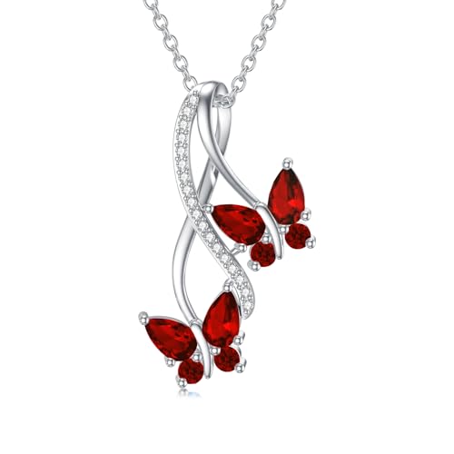 WSX 0.09 Cttw Schmetterling-Unendlichkeitskette mit Naturdiamant und Naturgranat für Damen - Sterlingsilber-Schmetterlingsanhänger als Geschenk für Sie WSX 0.09 Cttw Schmetterling-Unendlichkeitskette mit Naturdiamant und Naturgranat für Damen - Sterlingsilber-Schmetterlingsanhänger als Geschenk für Sie von WSX