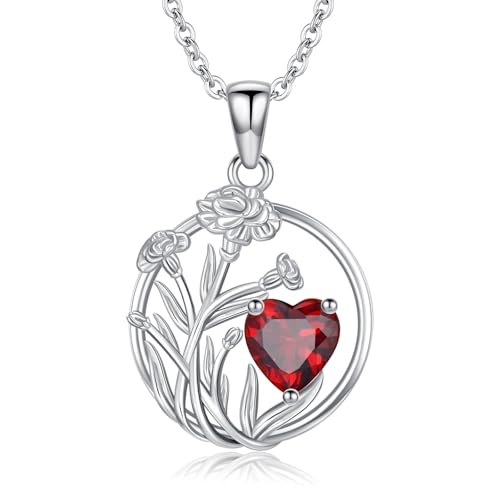 WSX 12 Geburtsmonatsblumen Halskette 925 Sterlingsilber Einzigartiger Blumenherz Januar Geburtsstein Anhänger Jubiläumsschmuck Geburtstagsgeschenk WSX 12 Geburtsmonatsblumen Halskette 925 Sterlingsilber Einzigartiger Blumenherz Januar Geburtsstein Anhänger Jubiläumsschmuck Geburtstagsgeschenk von WSX