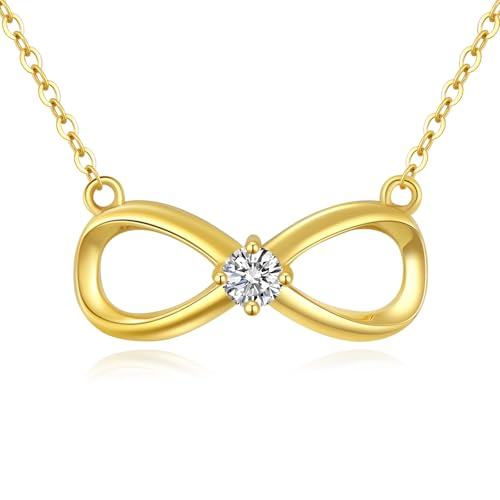 WSX 14K Solid Gold Infinity Pendant Necklace for Women Yellow Gold Infinity Pendant Jewelry Gift for Her von WSX