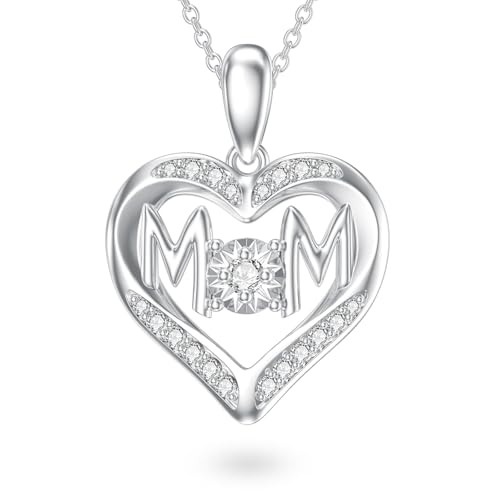 WSX 925 Sterling Silber Diamant-Mutter-Kette für Damen, Mama-Kette für Mutter mit Diamant, Mutterschmuck von WSX