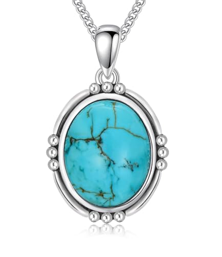WSX Anhänger mit echtem Türkis im Southwest-Stil - 925 Sterling Silber Native American Design mit ovalem Edelstein für Ehefrau/Mutter WSX Anhänger mit echtem Türkis im Southwest-Stil - 925 Sterling Silber Native American Design mit ovalem Edelstein für Ehefrau/Mutter von WSX