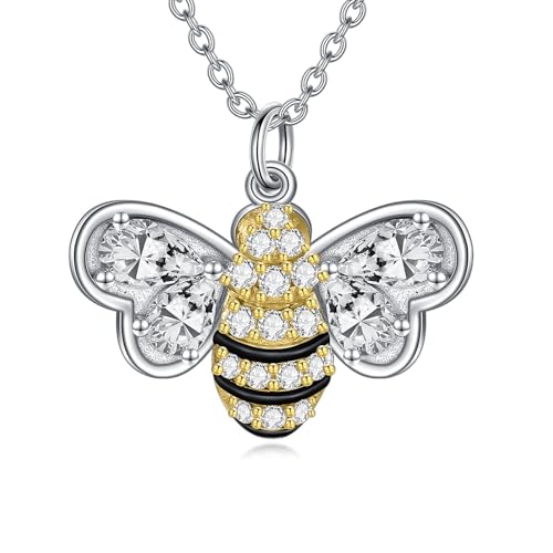 WSX Bienen-Halskette aus 925er Sterlingsilber mit Bienen-Anhänger, für Damen, Geburtstag, Muttertag, Weihnachten von WSX