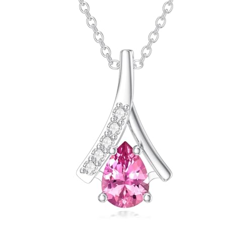 WSX Birnenförmiger Turmalin mit Labor-Diamanten für Damen - 925 Sterlingsilber 1 Karat Oktober-Geburtsstein-Tränenanhänger als Schmuckgeschenk WSX Birnenförmiger Turmalin mit Labor-Diamanten für Damen - 925 Sterlingsilber 1 Karat Oktober-Geburtsstein-Tränenanhänger als Schmuckgeschenk von WSX