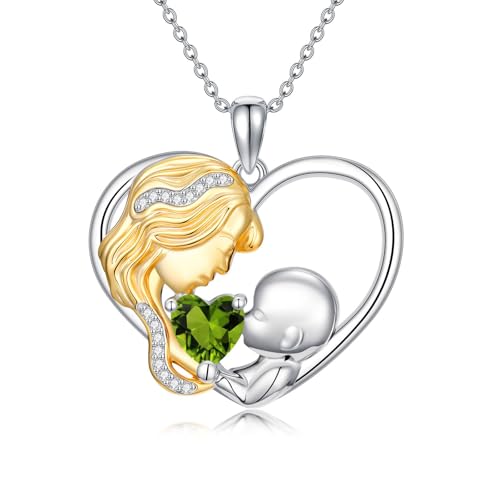 WSX Diamant-Herz-Geburtsstein-Kette für Damen - 925 Sterlingsilber Mutterherz-Kette mit August-Geburtsstein als Muttertags- und Geburtstagsgeschenk WSX Diamant-Herz-Geburtsstein-Kette für Damen - 925 Sterlingsilber Mutterherz-Kette mit August-Geburtsstein als Muttertags- und Geburtstagsgeschenk von WSX
