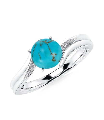 WSX Echte Türkisringe für Damen mit CZ 925 Sterling Silber Verlobungs Hochzeitsringe Jubiläumsschmuck für Ehefrau Mutter Größe Q von WSX