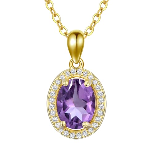 WSX Echter Amethyst-Anhänger (Vergoldet) - Februar Geburtsstein Geschenk von WSX