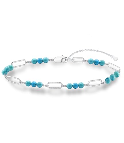 WSX Echtes Türkis Perlen Armband Damen 925 Sterling Silber Paperclip Armbänder Boho Native American Stil Schmuck für Mutter Ehefrau WSX Echtes Türkis Perlen Armband Damen 925 Sterling Silber Paperclip Armbänder Boho Native American Stil Schmuck für Mutter Ehefrau von WSX