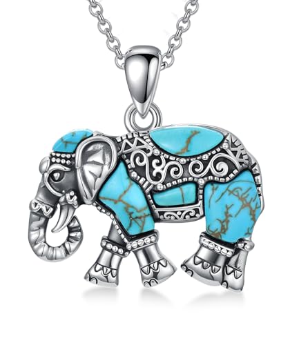 WSX Elefanten-Anhänger mit echtem Türkis - 925 Sterling Silber Southwest-Boho-Design im Native American Stil WSX Elefanten-Anhänger mit echtem Türkis - 925 Sterling Silber Southwest-Boho-Design im Native American Stil von WSX