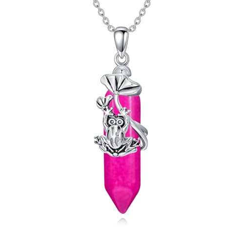WSX Frosch Halskette 925 Sterling Silber Reiki Heilung Kristall hexagonaler rosa Quarz Frosch Anhänger Halskette für Frauen Oktober Geburtsstein Schmuck WSX Frosch Halskette 925 Sterling Silber Reiki Heilung Kristall hexagonaler rosa Quarz Frosch Anhänger Halskette für Frauen Oktober Geburtsstein Schmuck von WSX