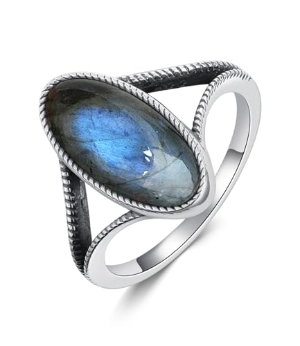 WSX Große Authentische Labradoritringe Damen 925 Sterling Silber Echter Native American Schmuck Vintage Boho Stil Ovale Ringe für Mutter Ehefrau Größe S WSX Große Authentische Labradoritringe Damen 925 Sterling Silber Echter Native American Schmuck Vintage Boho Stil Ovale Ringe für Mutter Ehefrau Größe S von WSX