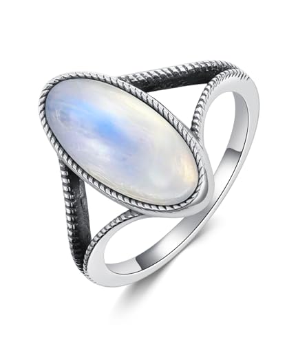 WSX Große Authentische Mondsteinringe Damen 925 Sterling Silber Echter Native American Schmuck Vintage Boho Stil Ovale Ringe für Mutter Ehefrau Größe O WSX Große Authentische Mondsteinringe Damen 925 Sterling Silber Echter Native American Schmuck Vintage Boho Stil Ovale Ringe für Mutter Ehefrau Größe O von WSX