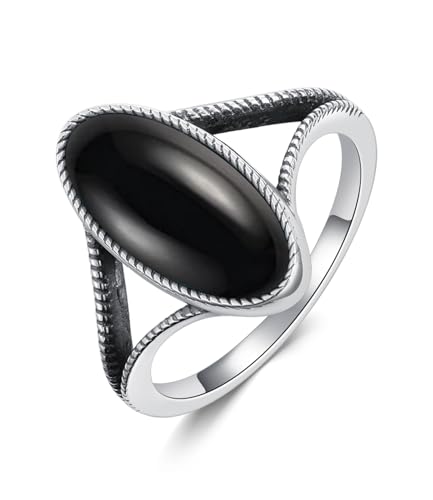 WSX Große Authentische Schwarz-Onyxringe Damen 925 Sterling Silber Echter Native American Schmuck Vintage Boho Stil Ovale Ringe für Mutter Ehefrau Größe M WSX Große Authentische Schwarz-Onyxringe Damen 925 Sterling Silber Echter Native American Schmuck Vintage Boho Stil Ovale Ringe für Mutter Ehefrau Größe M von WSX