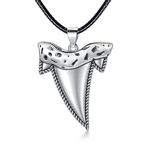 WSX Haifischzahn Anhänger Halskette für Männer Sterling Silber Cool Beach Necklaces von WSX