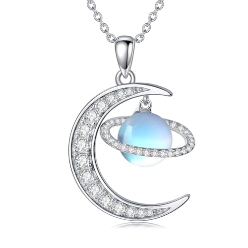 WSX Halbmond Saturn Halskette für Damen 925 Sterlingsilber Zierliche Mondstein Anhänger Halsketten Himmelsjuwelen Geburtstagsgeschenk WSX Halbmond Saturn Halskette für Damen 925 Sterlingsilber Zierliche Mondstein Anhänger Halsketten Himmelsjuwelen Geburtstagsgeschenk von WSX