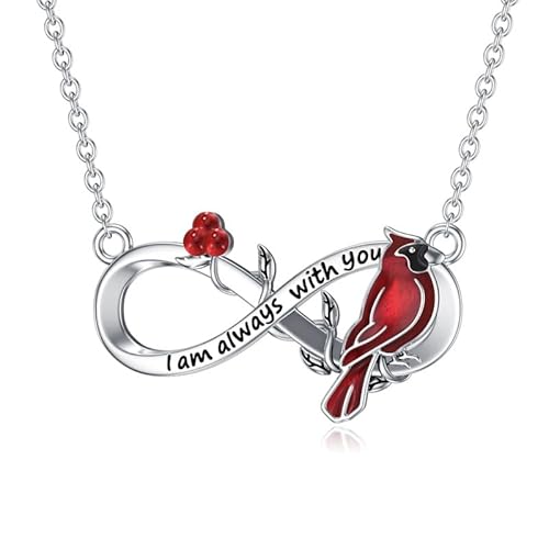 WSX Halskette mit rotem Kardinalkreuz aus 925er Sterlingsilber für Damen – Kardinalvogel-Gedenkschmuck, Trauergeschenk zum Muttertag und zu Weihnachten von WSX