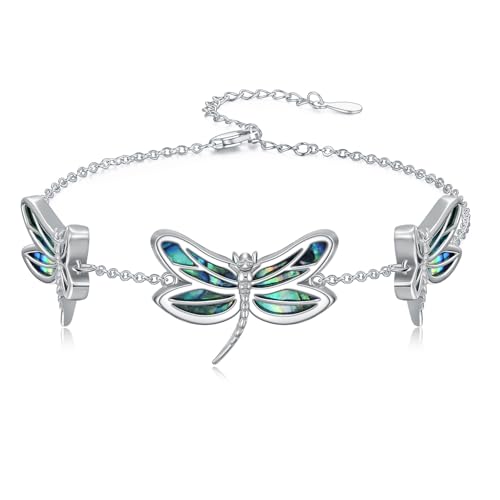 WSX Libellen-Armband für Damen 925 Sterling Silber Perlmutt-Schmuck Elegantes Libellen-Armband mit verstellbarem Anhänger Geburtstagsgeschenk WSX Libellen-Armband für Damen 925 Sterling Silber Perlmutt-Schmuck Elegantes Libellen-Armband mit verstellbarem Anhänger Geburtstagsgeschenk von WSX