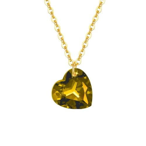 WSX Massive 14-karätige Gelbgoldkette mit 8 mm Herz-Anhänger, Geburtsstein November, Muttertag, Geburtstag. WSX Massive 14-karätige Gelbgoldkette mit 8 mm Herz-Anhänger, Geburtsstein November, Muttertag, Geburtstag. von WSX